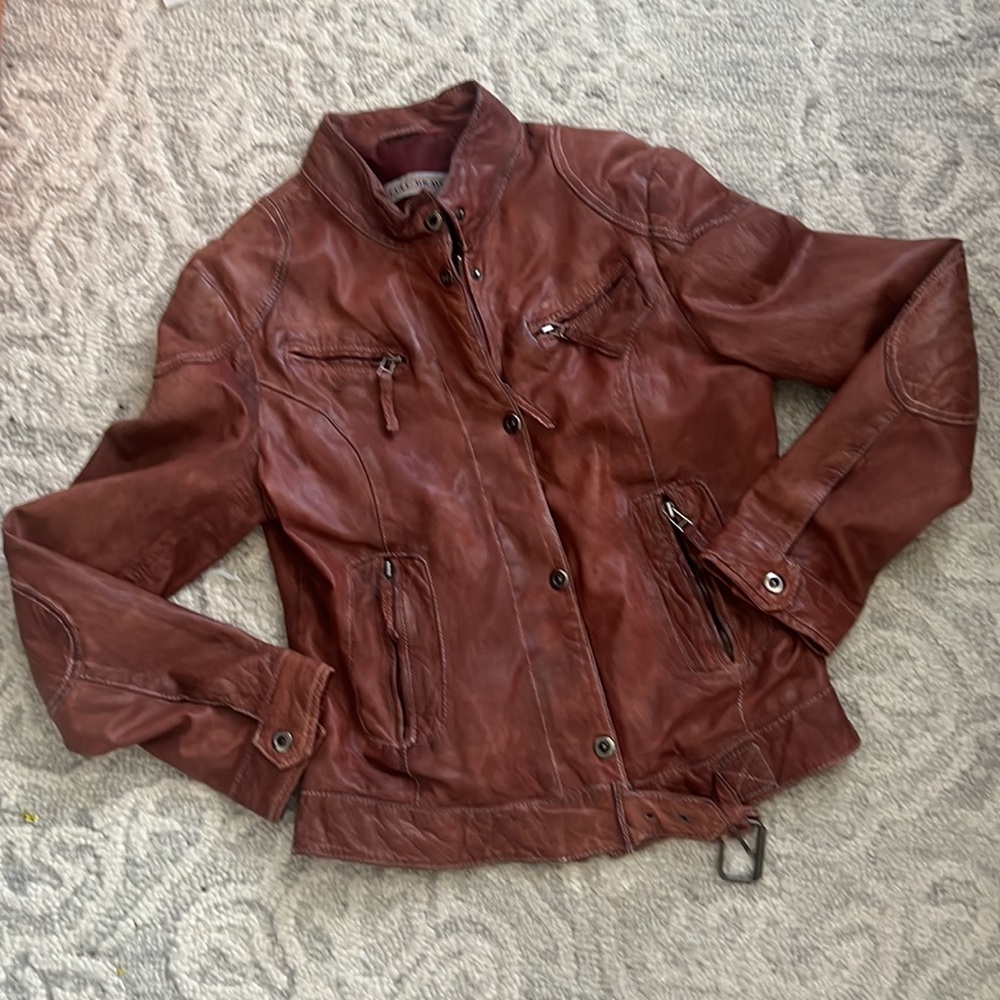 Vintage LULU BRAVO Leather Motorcycle Jacket Brown Vtg - Picture 11 of 11